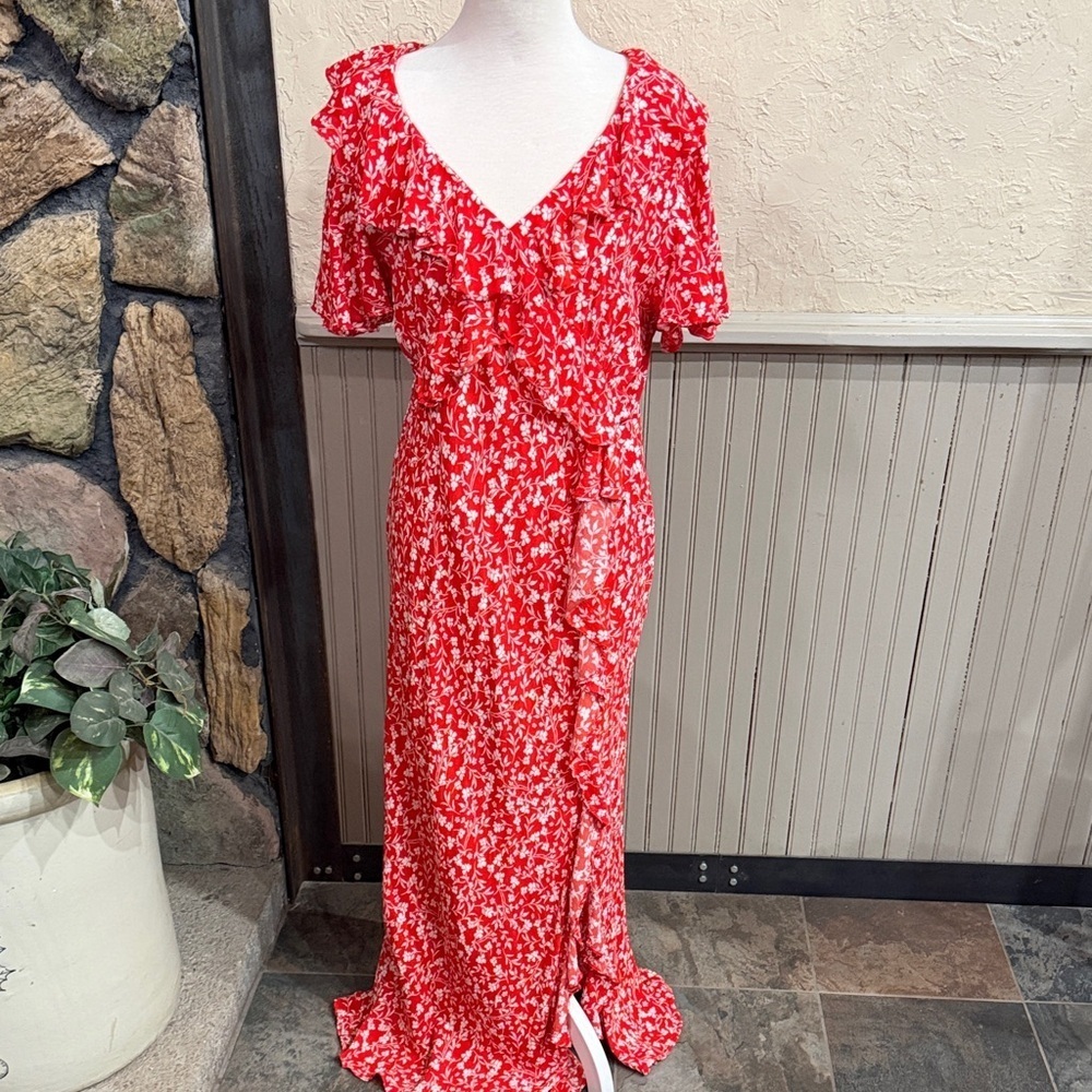 a new day Red and White Floral Maxi Dress